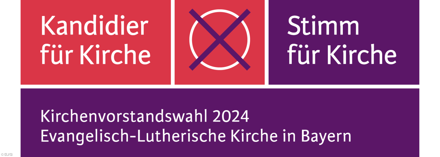 Kampagnenlogo und -motto der Kirchenvorstandswahl 2024: Kandidier für Kirche