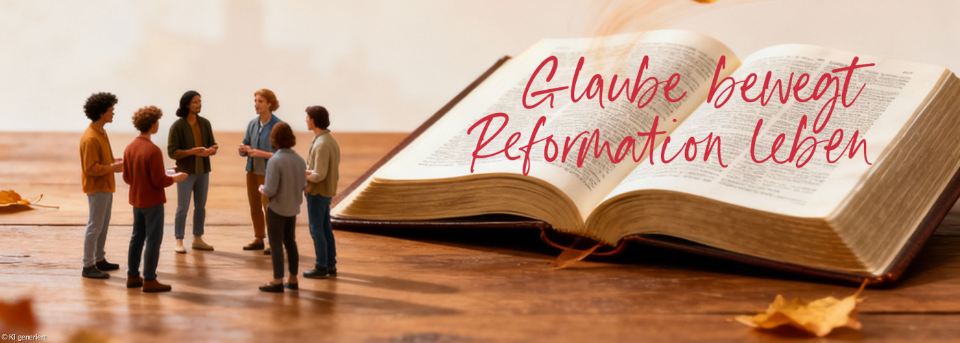 Diskutierende Menschen vor einer aufgeschlagenen Bibel