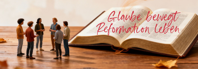 Diskutierende Menschen vor einer aufgeschlagenen Bibel